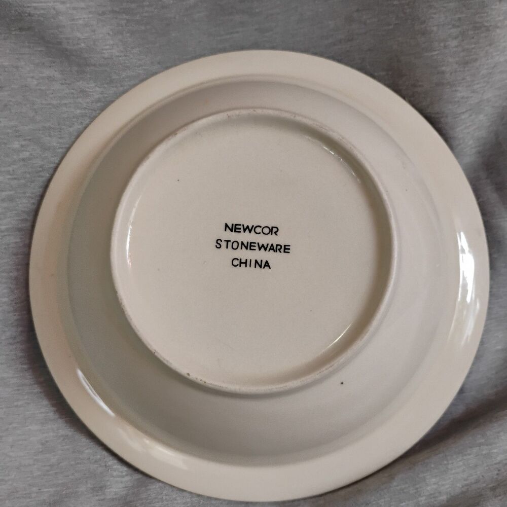 Vtg Newcor Homecoming Stoneware 7" Bowl 90s Cottagecore Bluebird Flower Folk Art - Picture 5 of 11